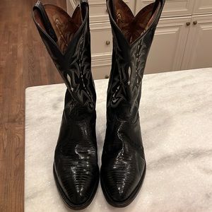 Men’s Tony Lama Size 12 Black Lizard Skin Boot